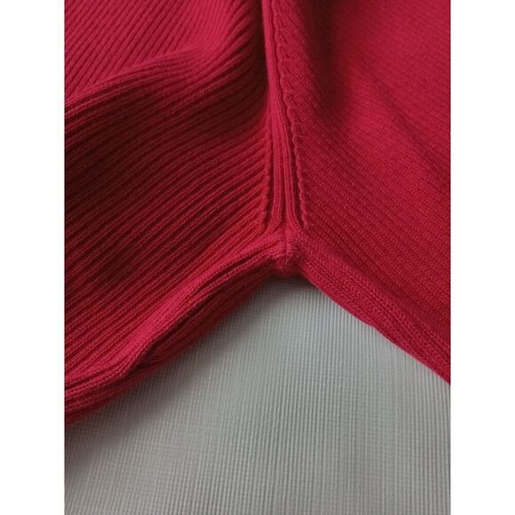 Loft Ann Taylor Red Tight Knit Ribbed Long Sleeve Pullover Sweater Women's Large - Picture 7 of 12